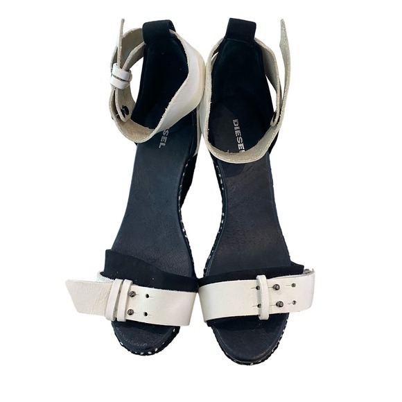 Y2K Diesel Platform Wedge Sandals Black and White - Picture 3 of 11